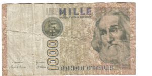 Italy, 1000 Lire, 6 January, 1982 Banknote