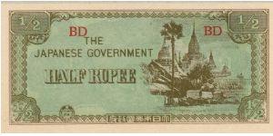JIM Note: Burma 1/2 Rupee Banknote