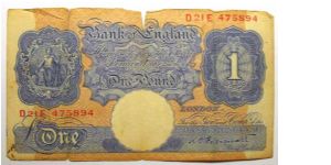 One Pound, Not to good of a condition Banknote
