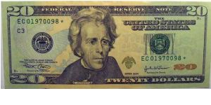 Twenty Dollars, Ser. #EC01970098* Banknote