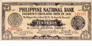 Emergency & Guerrilla Currency

Cebu: 10 Pesos (Official Emergency note issue) Banknote