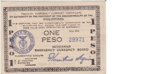 Emergency & Guerrilla Currency

Mindanao: 1 Peso (Treasury Emergency Certificate issue) Banknote