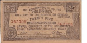Emergency & Guerrilla Currency

Bohol: 25 Centavos (Official Issue) Banknote