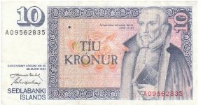 Iceland 10 kronur 1961 (1+) Banknote