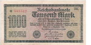 Germany 1000 mark 1922 (1) Banknote