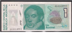 1985-1989 ARGENTINA NOTE 1 AUSTRAL 
BERNARDINO RIVADAVIA

Interesting Serial number 
 88 844 899 Banknote