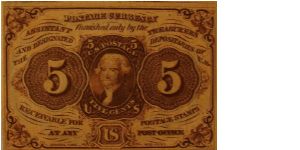 Postage Currency
First Issue
5 Cents Banknote