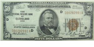 50 U.S. Dollars
National Currency
Cleveland, Ohio Banknote