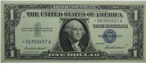 $1 Silver Certificate
Priest/Anderson Star Note Banknote