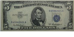 1953A $5 Silver Certificate
Priest/Anderson Banknote