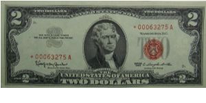 1963 $2 United States Note
Granahan/Dillon
Star Note Banknote