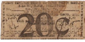 SMR-783 Salcedo, Samar Philippines 20 Centavos note Banknote