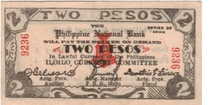 S-340 Philippine National Bank of Iloilo 2 Pesos note. Banknote