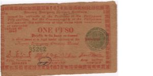 S-681 Negros Emergency Currency 1 Peso note, plate I4. Banknote