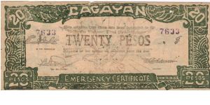S-194a Cagayan 20 Pesos note. Banknote
