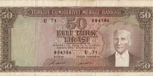 P187a 50 TL Banknote