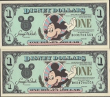 Disney * 1 Dollar* 
Cons number with special Disney Envolope. Banknote