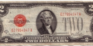 2 dollar RED seal Banknote