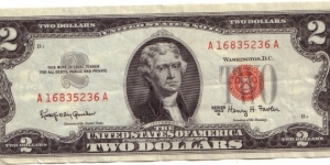 2 dollar, RED seal Banknote