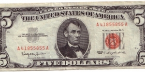 5 dollar, RED seal Banknote