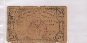 S-403a Leyte Emergency Currency Board 20 centavos note. Banknote
