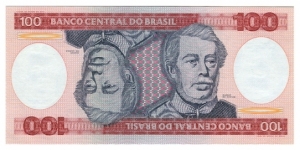 100 Cruzeiros;
P-198;
Front:  Portrait of Luís Alves de Lima e Silva, Duke of Caxias (Duque de Caxias); Back: Battle scene of the
War of the Triple Alliance (Paraguayan War); Watermark: Duque de Caxias; Printer: Casa da Moeda do Brasil. Banknote
