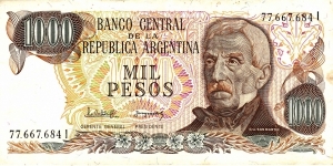 1000 Argentina Peso. Condition Very Fine Banknote