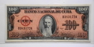 Cuba 1959 100 Peso KP# 33(92)  Banknote