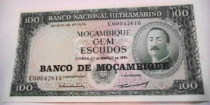 Mozambique 27 Mar. 1961 100 Escudos KP# 109 obv. Banknote