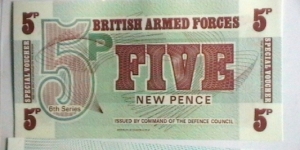 Great Britian Military Vouchers ND(1972) 6th Issue 5 New Pence Banknote