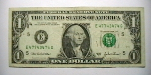 U.S. FRN series 2003A district E -5  sn. E47743474G Banknote
