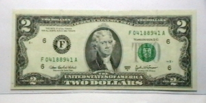 U.S. FRN series 2003A 2 dollar district F obv. Banknote