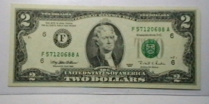 U.S. FRN series 1995 2 Dollar district F Banknote