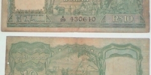 Burma. 10 Rupees. Indian note issue. JB Taylor signature. George VI. Banknote