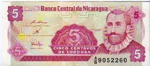 5 Centavos de Cordoba ___ pk# 168 ___ Different Signature Banknote