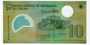 Polymer Issued 10 Cordobas Banknote