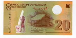 Polymer Issued 20 Cordobas  Banknote