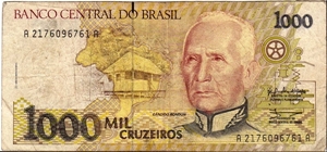 1000 Cruzeiros __ pk# 231 a __ signatures: Zélia Maria Cardoso de Mello & Ibrahim Éris Banknote