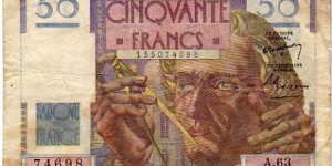 50 Francs __ pk# 127 b __ 12.06.1947 Banknote