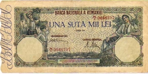 100'000 lei __ Pk# 58 __ 01.04.1946 Banknote