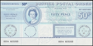 Falkland Islands 1995 50 Pence postal order. Banknote