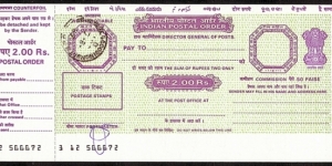 India 1989 2 Rupees postal order. Banknote