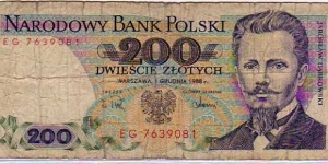 200 Zlotych __ pk# 144 c __ 01.1.1988 Banknote