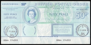 British Field Post Office in Afghanistan 2004 50 Pence postal order.

Very rare British Field Post Office issued postal order. Banknote