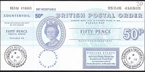 Alderney 1991 50 Pence postal order. Banknote