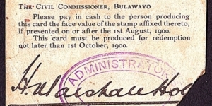 Bulawayo 1900 6 Pence.

Extremely rare!

One of the very first Rhodesian banknotes to be put into circulation. Banknote