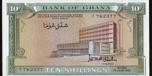 Ghana 1963 10 Shillings.

 Banknote