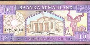 Somaliland 1996 10 Shillings. Banknote