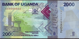 Uganda 2010 2,000 Shillings. Banknote