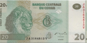 Congo 20 Franc 2003 Banknote